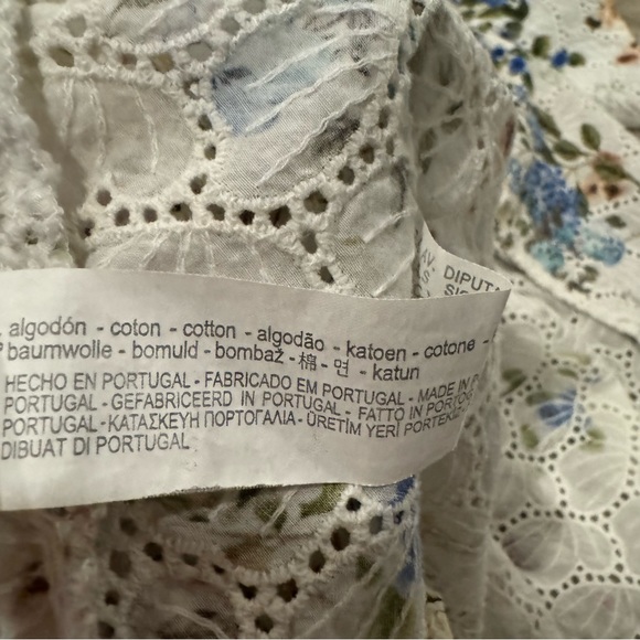 Zara woman multicolor Floral Print Eyelet Off The Shoulder crop Top size Medium - Picture 7 of 8